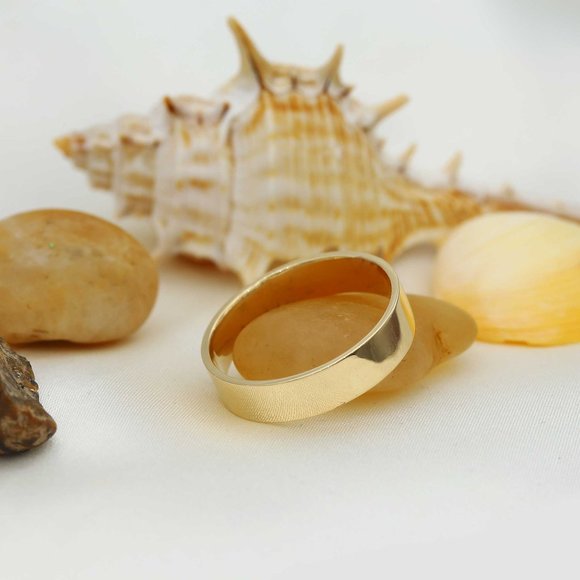 10 K Gold wedding Band 4mm , white gold, yellow gold, rose gold, flat - Picture 2 of 4